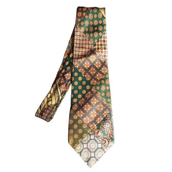 Vtg Pride of England Mens Necktie Tie Patchwork Muti pattern  Vintage Pride of England Mens Neck Tie Patchwork Design Muti pattern